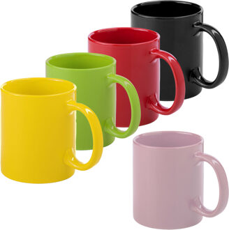 Bellatio Design Koffie mokken/drinkbekers Auxerre - 5x - keramiek - multi kleuren mix - 370 ml