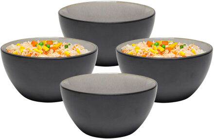 Bellatio Design Kommetje/serveer schaaltje Samos - antraciet/grijs - 6x - 14 x 7 cm - keramiek - soepkommen