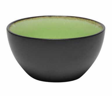 Bellatio Design Kommetje/serveer schaaltje Samos - antraciet/groen - 1x - 12 x 6 cm - keramiek - soepkommen