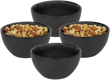 Bellatio Design Kommetje/serveer schaaltje Samos - antraciet/zwart - 8x - 12 x 6 cm - keramiek - soepkommen