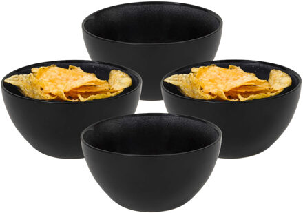 Bellatio Design Kommetje/serveer schaaltje Samos - antraciet/zwart - 8x - 14 x 7 cm - keramiek - soepkommen