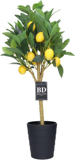 Bellatio Design Kunst citrus boom in pot - citroen - 70 cm - kunstplant - voor binnen Geel