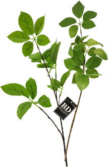 Bellatio Design Kunstbloem bladgroen tak - 2x - 75 cm - boeket opvulling - groen - kunst zijdebloeme