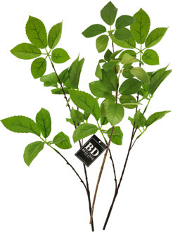 Bellatio Design Kunstbloem bladgroen tak - 3x - 75 cm - boeket opvulling - groen - kunst zijdebloeme