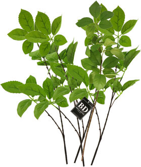Bellatio Design Kunstbloem bladgroen tak - 5x - 75 cm - boeket opvulling - groen - kunst zijdebloeme