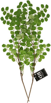 Bellatio Design Kunstbloem bladgroen tak Acacia - 2x - 90 cm - boeket opvulling - groen - kunst zijd
