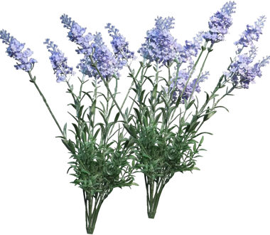 Bellatio Design kunstbloem bos Lavendel/Lavendula - 2x - 40 cm - blauw - kunst zijdebloem