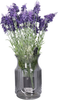 Bellatio Design kunstbloem bos Lavendel/lavendula - 2x - 40 cm - donkerblauw - kunst zijdebloem