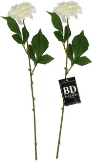 Bellatio Design Kunstbloem Dahlia - 2x - 50 cm - creme wit - kunst zijdebloemen