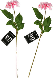 Bellatio Design Kunstbloem Dahlia - 2x - 50 cm - lichtroze - kunst zijdebloemen