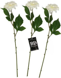 Bellatio Design Kunstbloem Dahlia - 3x - 50 cm - creme wit - kunst zijdebloemen