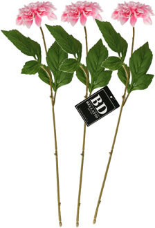 Bellatio Design Kunstbloem Dahlia - 3x - 50 cm - lichtroze - kunst zijdebloemen