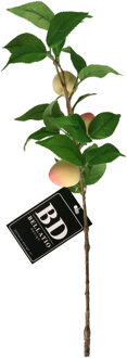 Bellatio Design Kunstbloem fruit tak Perzik - 40 cm - losse steel - kunst zijdebloemen Perzik oranje