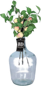 Bellatio Design Kunstbloem fruit tak Perzik - 4x - 40 cm - losse steel - kunst zijdebloemen