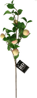 Bellatio Design Kunstbloem fruit tak Perzik - 76 cm - losse steel - kunst zijdebloemen