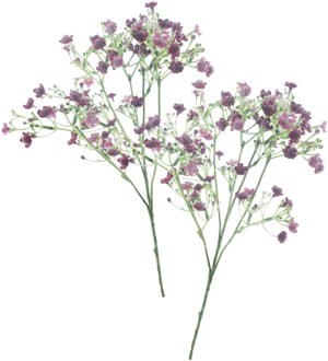 Bellatio Design Kunstbloem Gipskruid Viette - 2x - 45 cm - paars - losse tak - kunst zijdebloem - Gypsophila