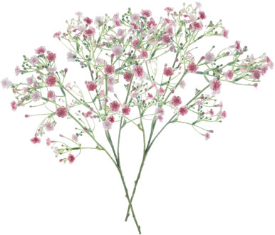 Bellatio Design Kunstbloem Gipskruid Viette - 2x - 45 cm - roze - losse tak - kunst zijdebloem - Gypsophila