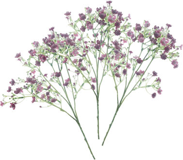 Bellatio Design Kunstbloem Gipskruid Viette - 3x - 45 cm - paars - losse tak - kunst zijdebloem - Gypsophila