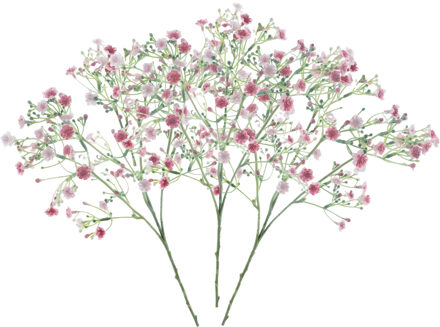 Bellatio Design Kunstbloem Gipskruid Viette - 3x - 45 cm - roze - losse tak - kunst zijdebloem - Gypsophila