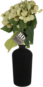 Bellatio Design Kunstbloem Hortensia tak - 2x - groen - 48 cm - losse steel - Kunst zijdebloemen - hydrangea