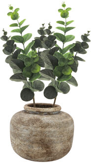 Bellatio Design Kunstbloem/kunsttak Eucalyptus Bella - 2x - 38 cm - groen - kunst zijdebloemen