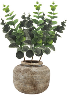 Bellatio Design Kunstbloem/kunsttak Eucalyptus Bella - 3x - 38 cm - groen - kunst zijdebloemen