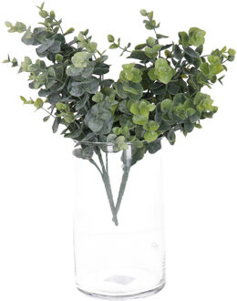 Bellatio Design Kunstbloem/kunsttak Eucalyptus Cinera - 2x - 32 cm - bosje/bundel - kunst zijdebloemen