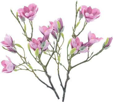 Bellatio Design Kunstbloem Magnolia tak Naomi - 2x - 92 cm - paars - Kunst zijdebloemen