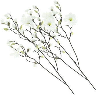 Bellatio Design Kunstbloem Magnolia tak Osaka - 2x - 123 cm - wit - Kunst zijdebloemen