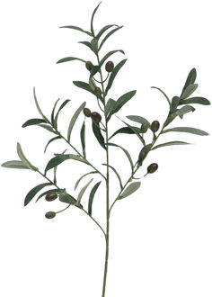 Bellatio Design Kunstbloem Olijf tak - 75 cm - groen - Olijfboom losse steel - Kunst zijdebloemen