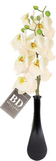 Bellatio Design Kunstbloem Orchidee Bora - 2x - wit - 58 cm - losse steel - kunst zijdebloem - Phalaenopsis