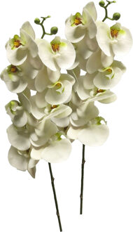 Bellatio Design Kunstbloem Orchidee Bora - 3x - wit - 108 cm - losse steel - kunst zijdebloem - Phalaenopsis