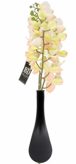 Bellatio Design Kunstbloem Orchidee Bora - 3x - wit - 58 cm - losse steel - kunst zijdebloem - Phalaenopsis