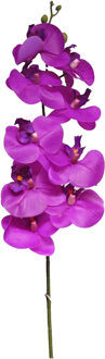 Bellatio Design Kunstbloem Orchidee Bora - fuchsia - 108 cm - losse steel - kunst zijdebloem - Phalaenopsis