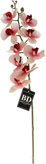 Bellatio Design Kunstbloem Orchidee Bora - roze - 108 cm - losse steel - kunst zijdebloem - Phalaenopsis