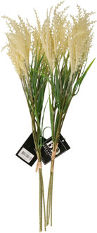 Bellatio Design Kunstbloem Pluimgras - 2x - losse steel/tak - meerdere stengels - creme - 62 cm - decoratie kunst pl