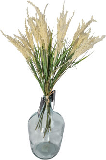 Bellatio Design Kunstbloem Pluimgras - 3x - losse steel/tak - meerdere stengels - creme - 62 cm - decoratie kunst pl