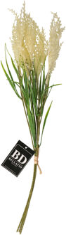 Bellatio Design Kunstbloem Pluimgras - losse steel/tak - meerdere stengels - creme - 62 cm - decoratie kunst pluimen