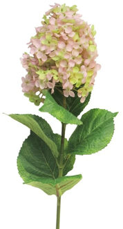 Bellatio Design Kunstbloem Pluimhortensia/hydrangea groot - 85 cm - lichtroze - kunst zijdebloem
