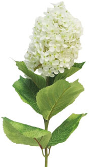 Bellatio Design Kunstbloem Pluimhortensia/Hydrangea groot - 85 cm - wit - kunst zijdebloem
