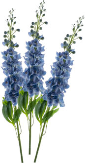 Bellatio Design Kunstbloem Ridderspoor/delphinium Roland - 3x - 87 cm - blauw - kunst zijdebloemen