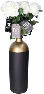 Bellatio Design Kunstbloem Roos Dijon - 3x - 64 cm - creme - zijde - kunstbloemen