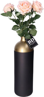 Bellatio Design Kunstbloem Roos Dijon - 3x - 64 cm - licht roze - zijde - kunstbloemen