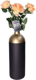 Bellatio Design Kunstbloem Roos Dijon - 3x - 64 cm - perzik - zijde - kunstbloemen