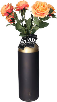 Bellatio Design Kunstbloem Roos Dijon - 5x - 64 cm - oranje - zijde kunstbloemen - Boeket - stelen - rozen