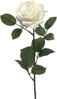 Bellatio Design Kunstbloem Roos Dijon - 64 cm - wit - zijde - kunstbloemen