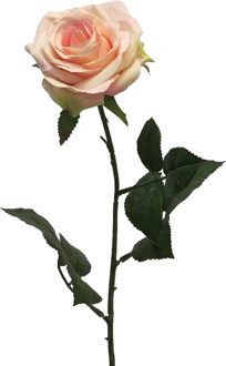 Bellatio Design Kunstbloem Roos Dijon - 64 cm - zacht roze - Kunst zijdebloemen - Kunstbloemen