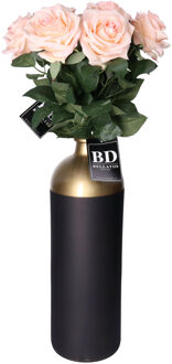 Bellatio Design Kunstbloem Roos Dijon - 8x - 64 cm - licht roze - zijde - kunstbloemen