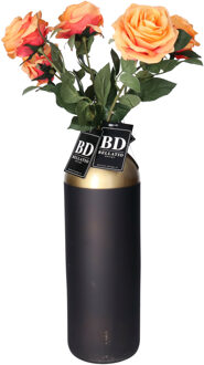 Bellatio Design Kunstbloem Roos Dijon - 8x - 64 cm - oranje - zijde kunstbloemen - Boeket - stelen - rozen