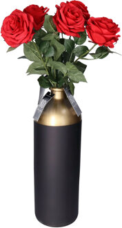 Bellatio Design Kunstbloem Roos Dijon - 8x - 64 cm - rood - zijde - kunstbloemen